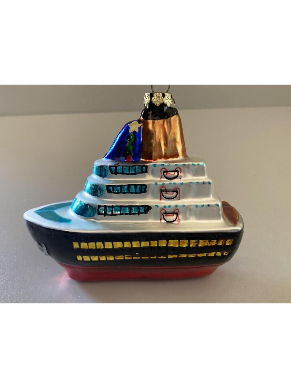 St. Nicholas Square Around The World Cruise Ship Christmas Blown Glass Ornament